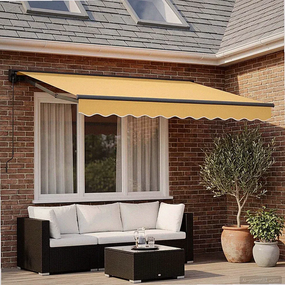 Einziehbare Markise Polyester und Aluminium Outdoor Sonnenschutzlösung vidaXL