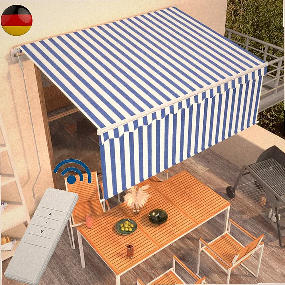 Elektrisch Markise Alu-Gelenkarm Gelenkarmmarkise mit Jalousie Sonnenschutz Blue