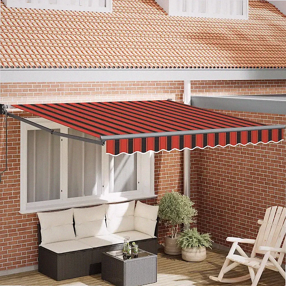 Elektrische Markise mit Kurbel Orange und Braun 3,5x2,5 m