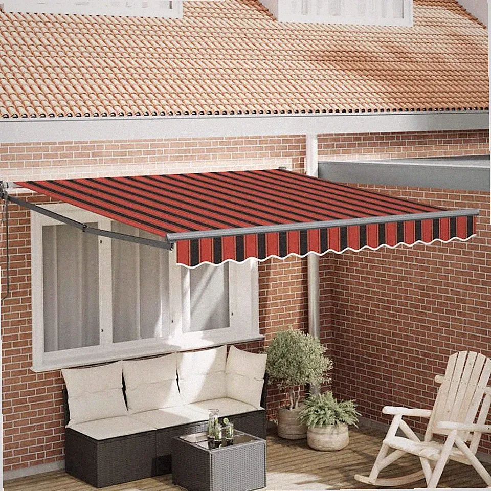 Elektrische Markise mit Kurbel Orange und Braun 3,5x2,5 m