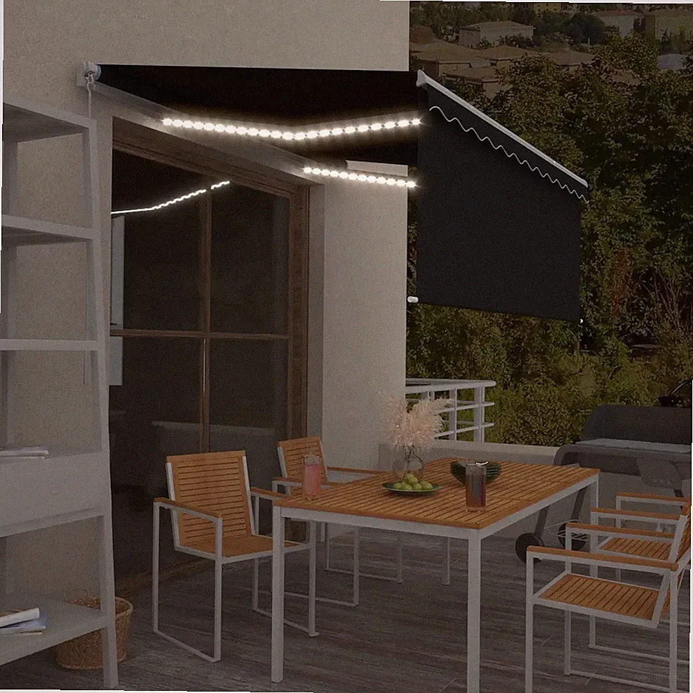 Gelenkarmmarkise Einziehbar mit Jalousie LED Markise Balkon Sonnenmarkise vidaXL
