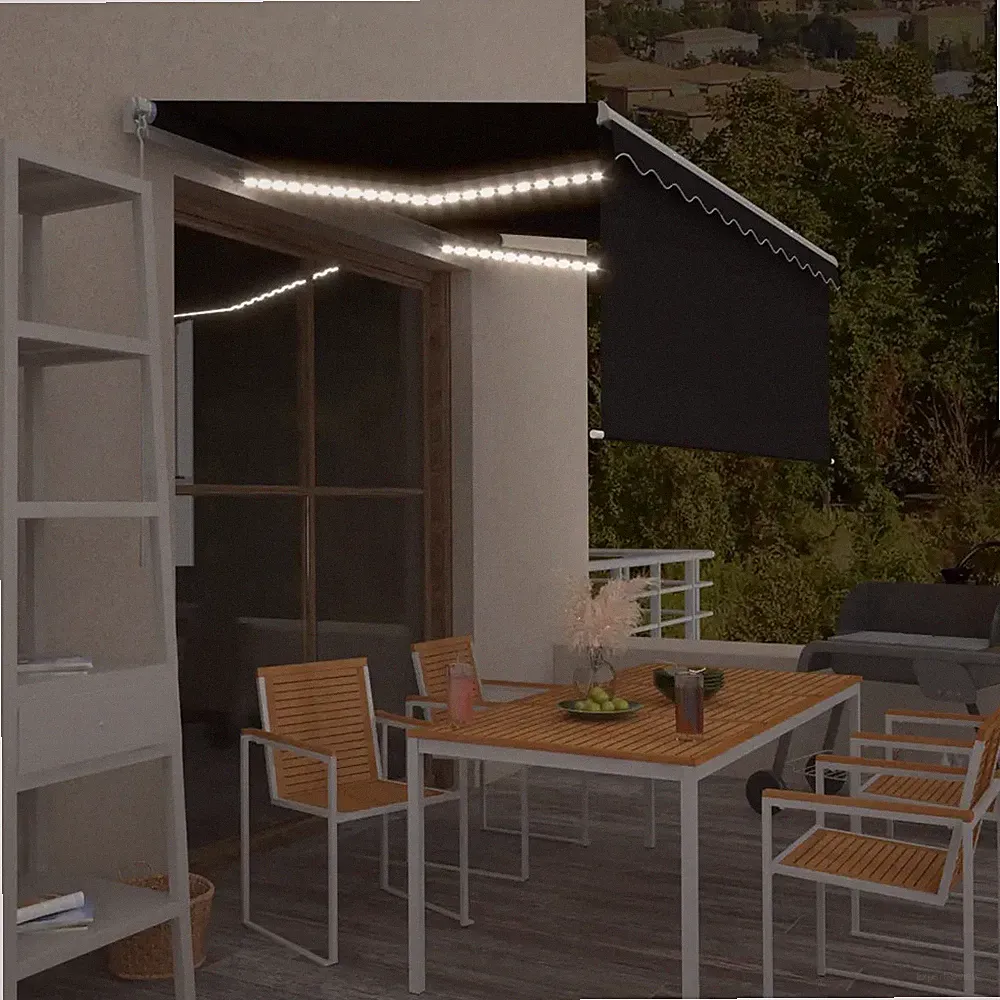 Gelenkarmmarkise Einziehbar mit Jalousie LED Markise Balkon Sonnenmarkise vidaXL