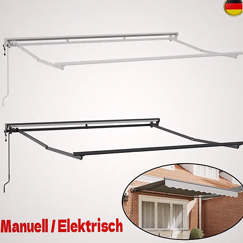 Manuell / Elektrische Markise Aluminiumrahmen Gelenkarmmarkise Balkonmarkise