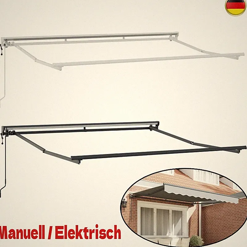 Manuell / Elektrische Markise Aluminiumrahmen Gelenkarmmarkise Balkonmarkise