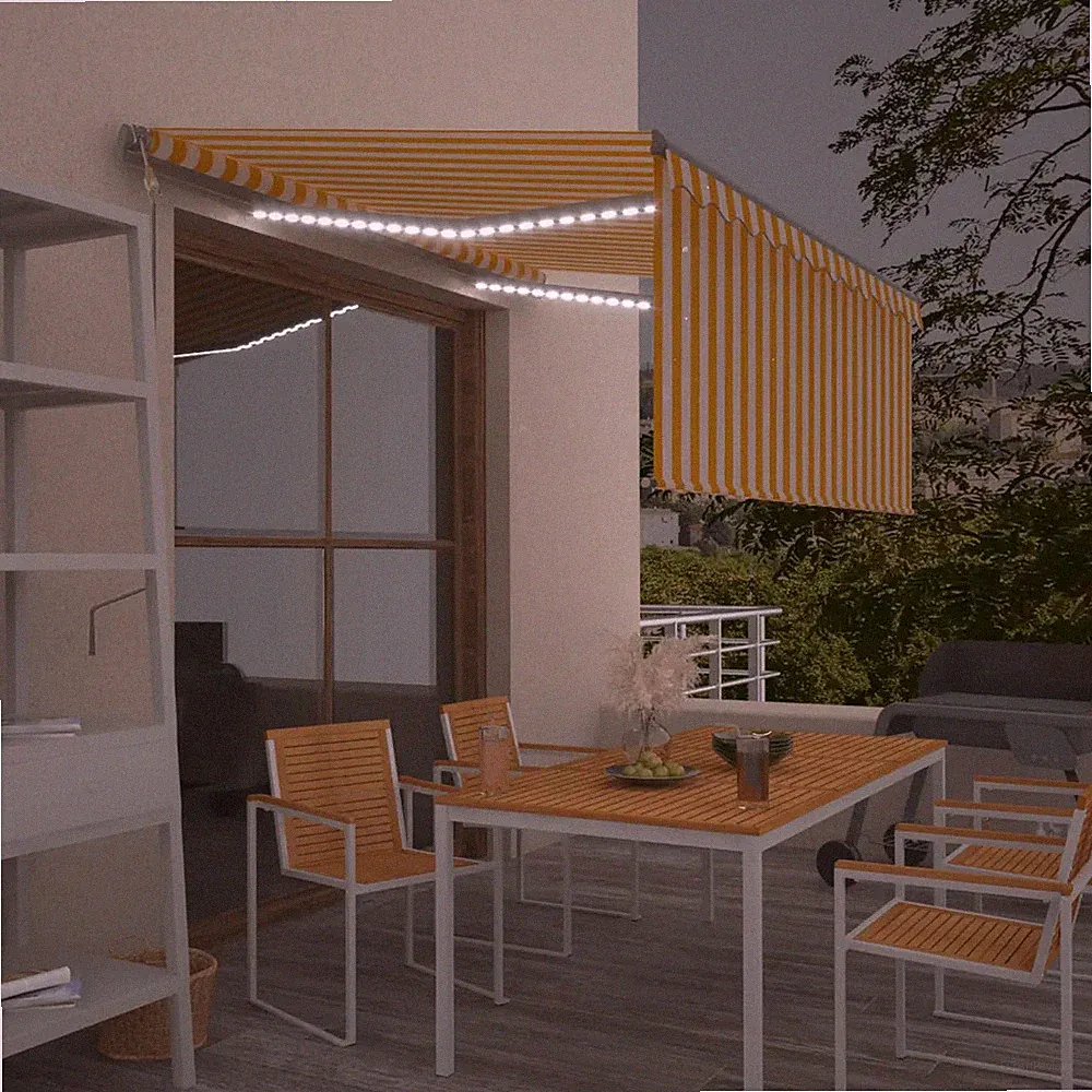 Markise Automatisch mit Jalousie LED Windsensor Balkon Gelenkarmmarkise vidaXL