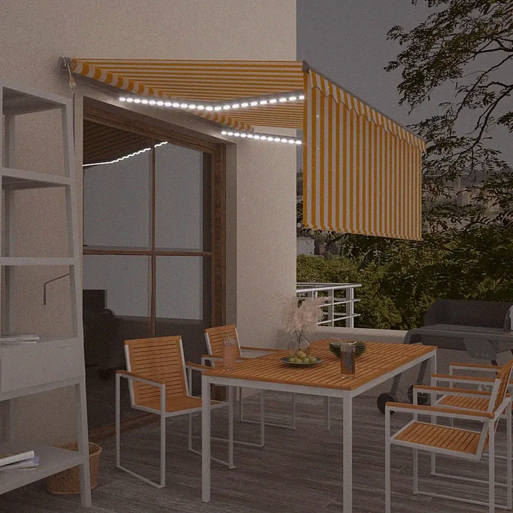 Markise Automatisch mit Jalousie LED Windsensor Balkon Gelenkarmmarkise vidaXL