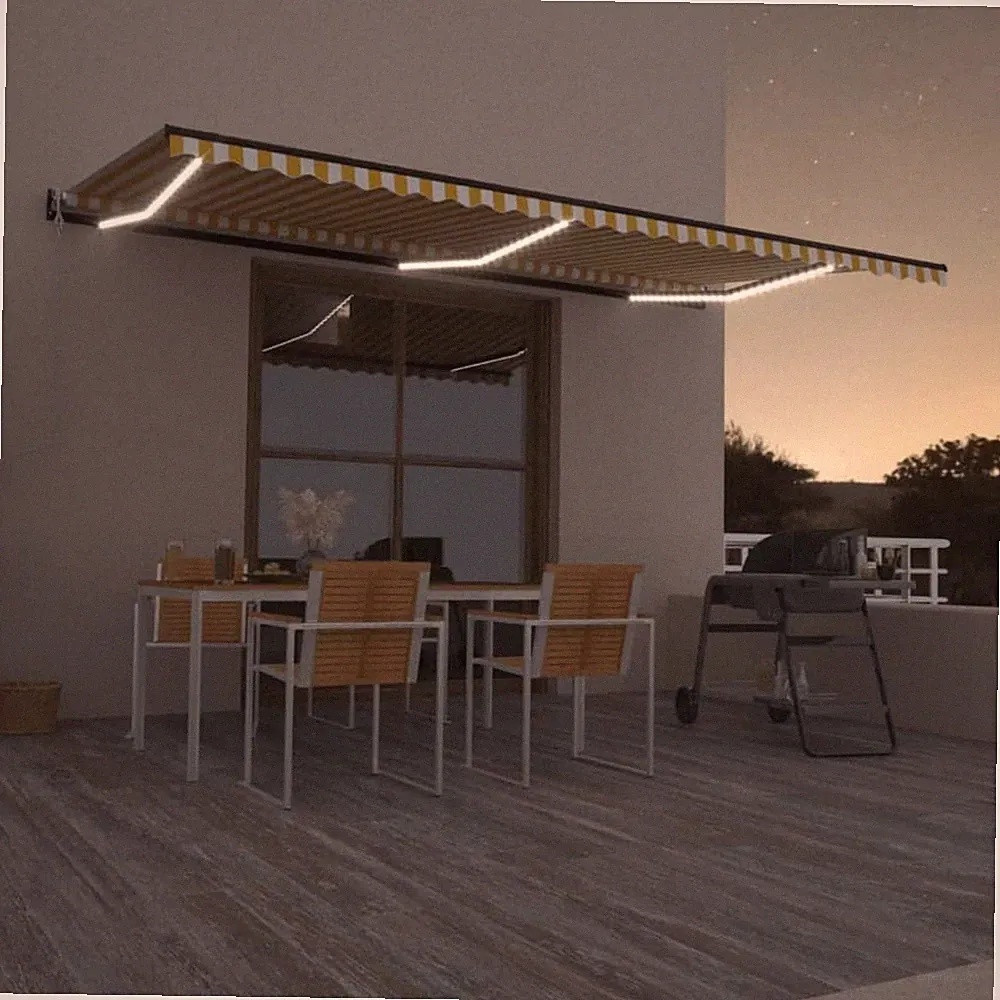 Markise Einziehbar Windsensor LED Gelenkarmmarkise Balkon Sonnenschutz vidaXL