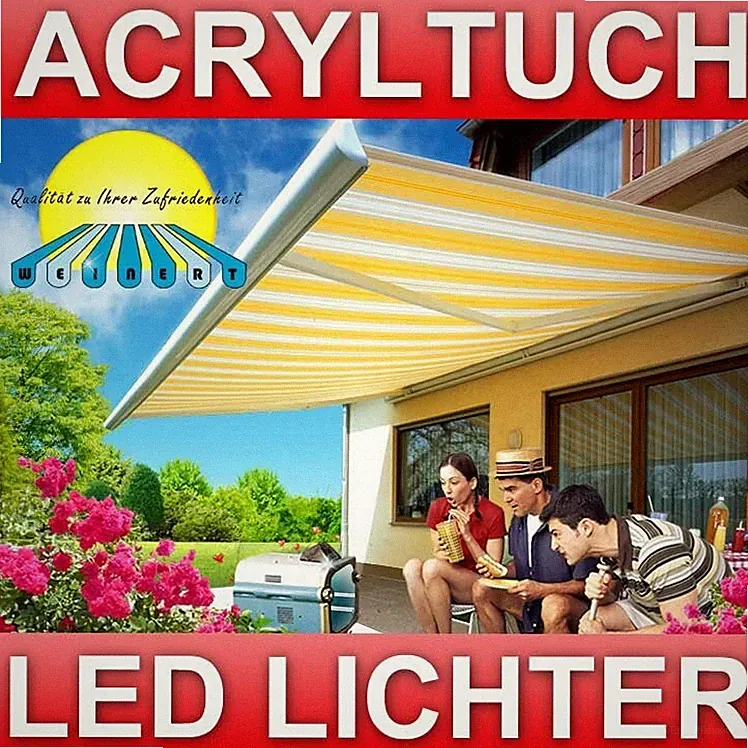 Markise elektrisch 3-7m LED Alu Funk Gelenkarm Vollkassettenmarkise