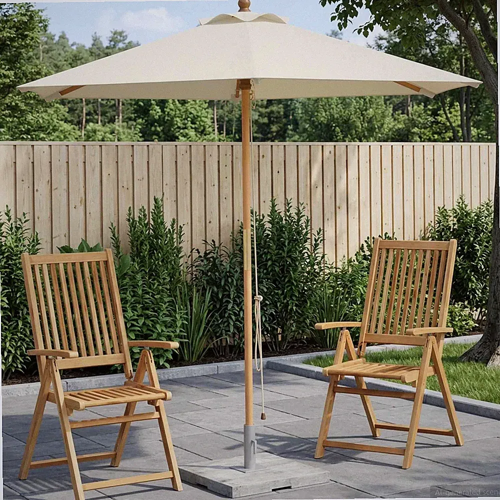 Sonnenschirm aus massivem Eukalyptusholz, Terrassenschirm für Outdoor-Bereiche v