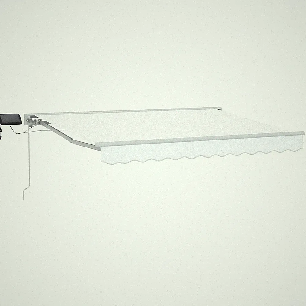 Sonnensegel weiß 3,5x2,5m Polyester PU Halbkassette LEDs manuell oder motorisiert Rolle