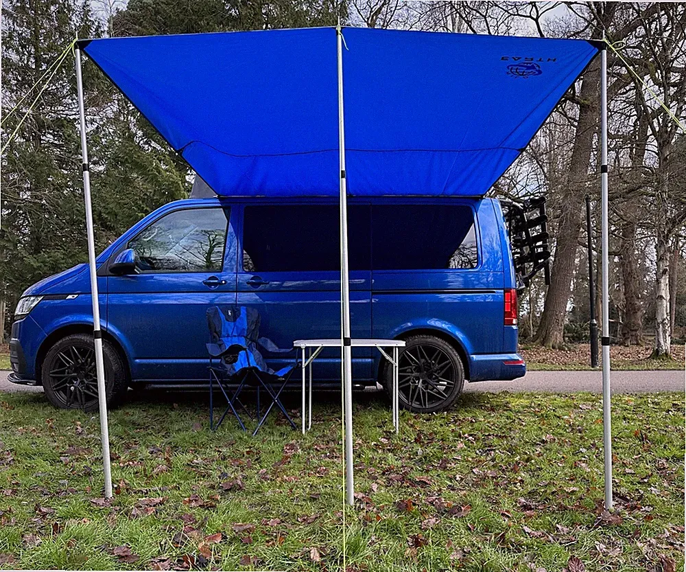 Wohnmobil Wohnwagen Vorzelt Sonnendach von WILD EARTH DELUX SET 2,4x3m ELEKTRO BLAU